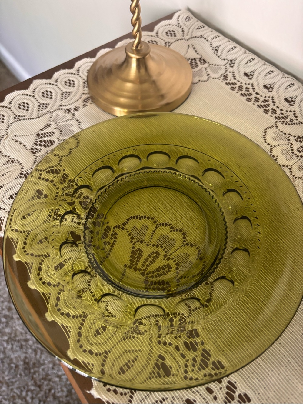 Vintage Olive Green Glass Luncheon Plates Set of 8 – 8” Mid Century Retro Dinner